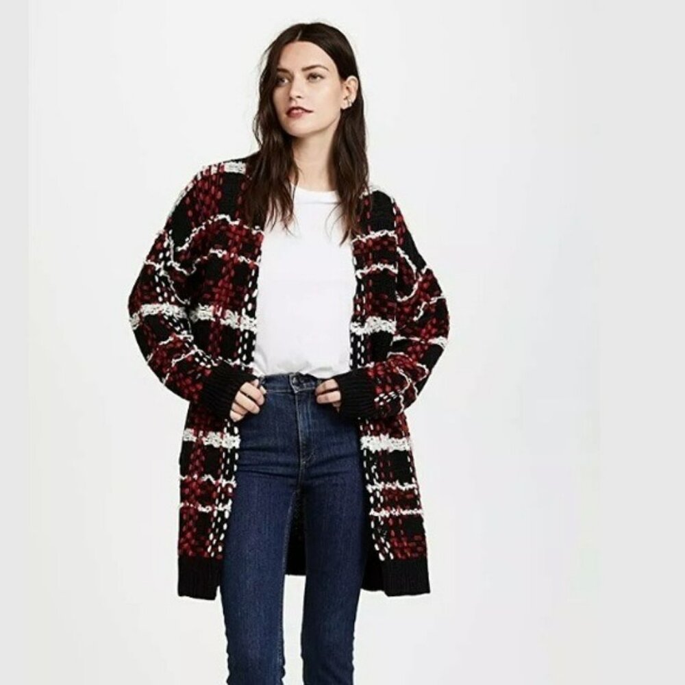 NWT Express Womens Plaid Open Front Cardigan Sweater Retail $108